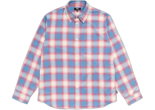 Stussy Beach Ombre Plaid Shirt Blue