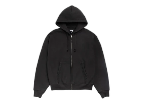 Stussy Cursive Applique Zip Hoodie Black