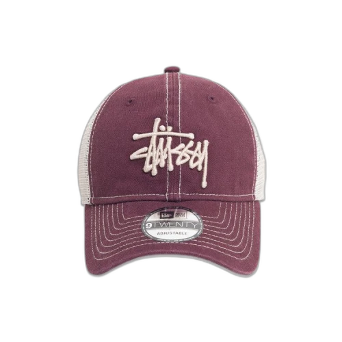 Stussy New Era 9Twenty Washed Basic Trucker Cap Maroon