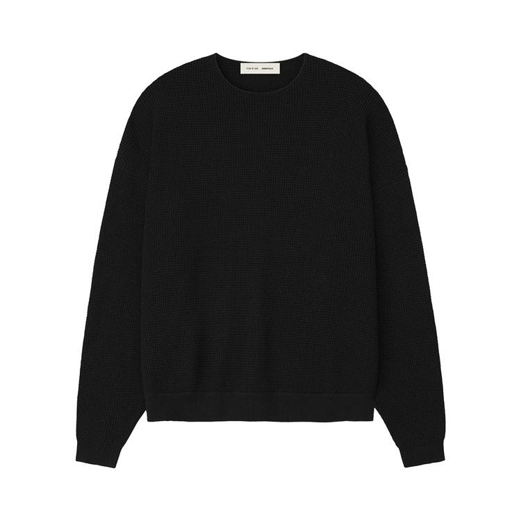 Fear of God Essentials Waffle Crewneck 90's Sweater Vintage Black