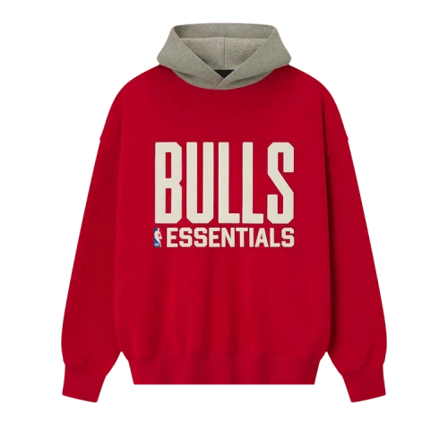 Fear of God Essentials Bulls Sport Hoodie Red/Concrete Heather