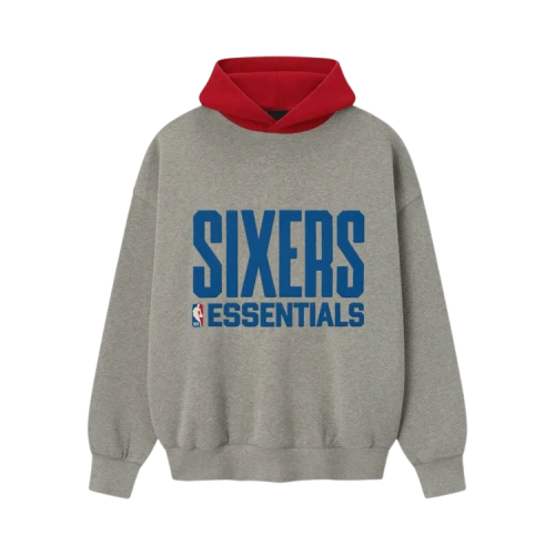 Fear of God Essentials Sixers Sport Hoodie Concrete Heather/Red