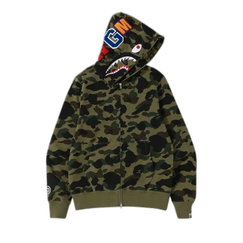 BAPE 1st Camo Shark Full Zip Hoodie 'Green'