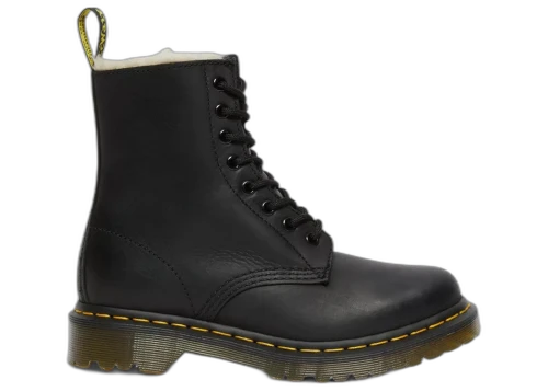 Dr. Martens 1460 Serena Burnished Wyoming Faux Fur Lined Lace Up Boot Black (Women's)