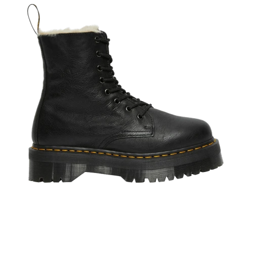 Dr. Martens Jadon Faux Fur Lined Pisa Leather Platform Lace Up Boot Black