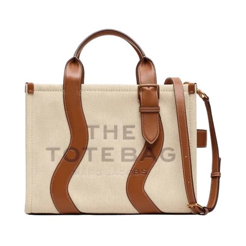 Marc Jacobs The Medium Tote Wavy Canvas Tote Bag Beige/Arga