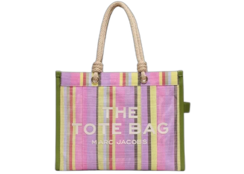 Marc Jacobs The Large Tote Stripe Mesh Rope Tote Bag Purple Mul