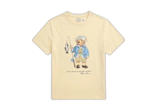 Polo Ralph Lauren Short-Sleeve Jersey Fishing Bear Kids T-shirt Tallow Cream