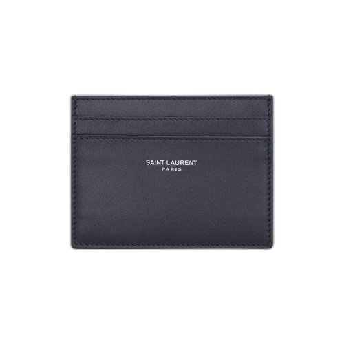 Saint Laurent Paris Card Case In Smooth Leather 'Midnight'