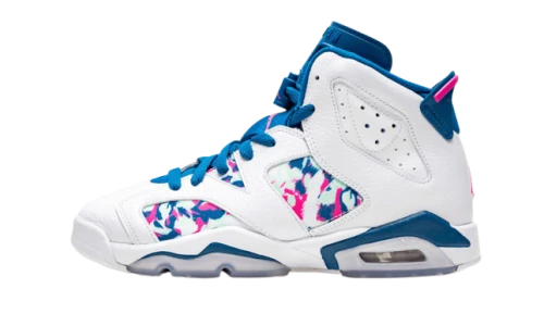Jordan 6 Retro White Laser Fuchsia Green Abyss (GS)