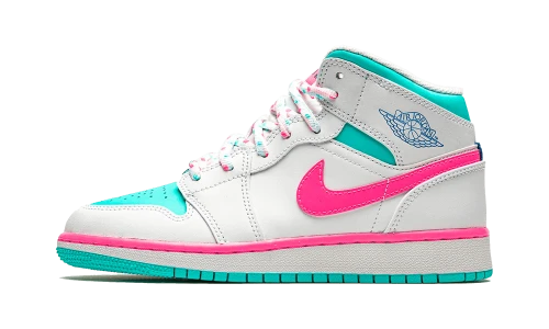 Jordan 1 Mid White Pink Green Soar (GS)