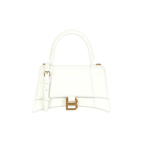 Balenciaga Small Hourglass Top Handle Bag White