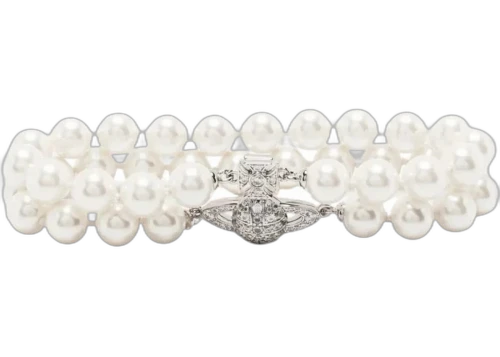 Vivienne Westwood Women's Graziella Pearl Bracelet Platinum/Creamrose Pearl/White Cz