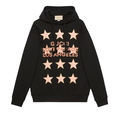 Gucci Womens Love Parade Logo Cotton Jersey Sweatshirt Black