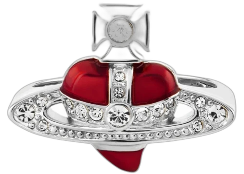 Vivienne Westwood Women's New Diamante Heart Ring Platinum/Crystal Crystal/Indian Pink