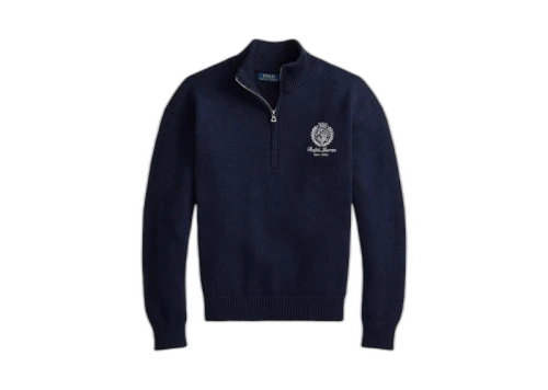 Polo Ralph Lauren Cotton Embroidered Tennis Long-Sleeve Sweater Hunter Navy