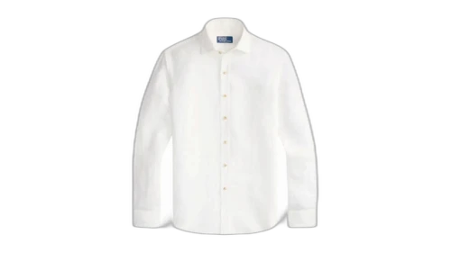 Polo Ralph Lauren Long-Sleeve Custom Fit Garment-Dyed Slubby Linen Sport Shirt Ceramic White
