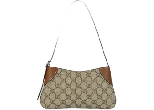 Gucci GG Emblem Small Shoulder Bag Beige Ebony Sundial