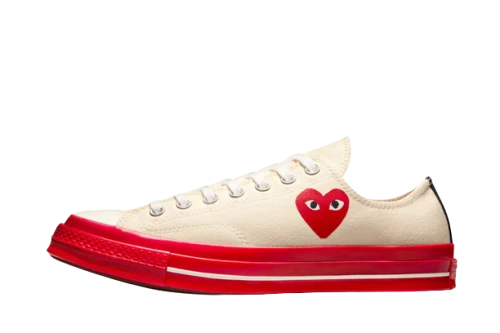 Converse Chuck Taylor All Star 70 Ox Comme des Garcons PLAY Egret Red Midsole