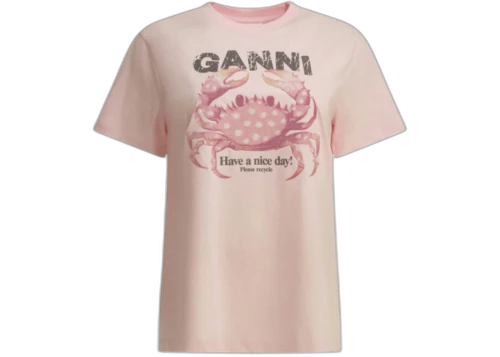 Ganni Crab Crewneck T-shirt Pink