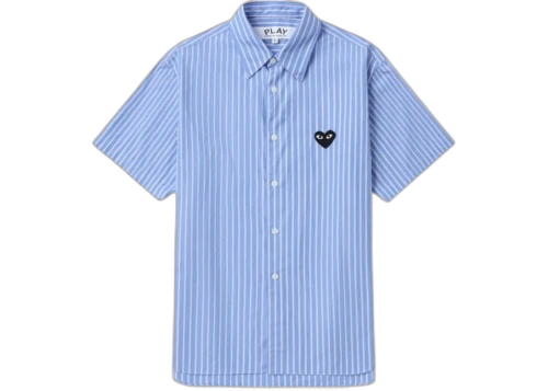 Comme des Garcons PLAY Striped Short Sleeve Shirt Acid Blue