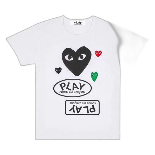 Comme des Garcons PLAY Play Multi Logo Black Heart T-shirt White
