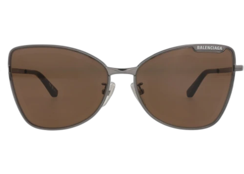 Balenciaga Cat Eye-Frame Metal Sunglasses Ruthenium Ruthenium Brown (BB0278S-30013990-002)