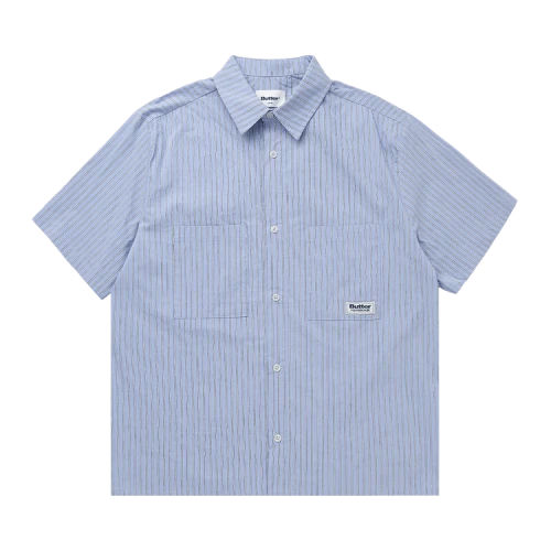 Butter Goods Vertical Stripe Short-Sleeve Shirt 'Sky Blue'