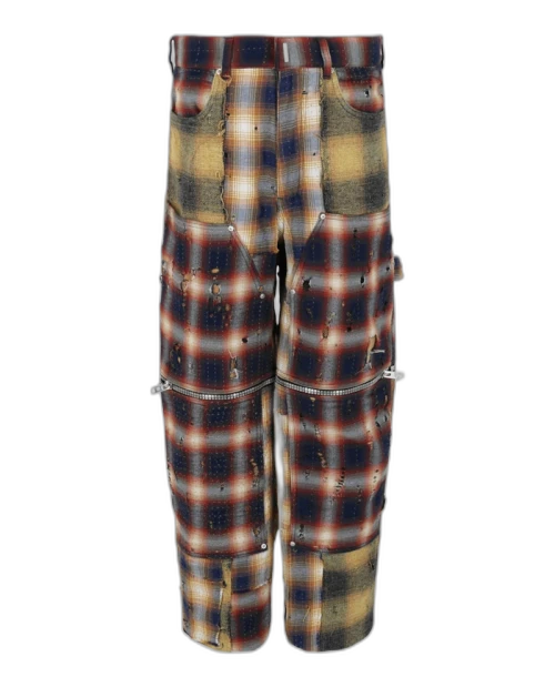 Givenchy Patchwork Plaid Wide-Leg Pants Multi