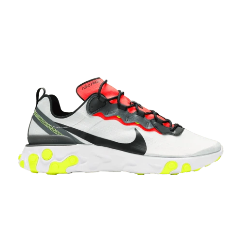 Nike React Element 55 Pure Platinum Bright Crimson Volt