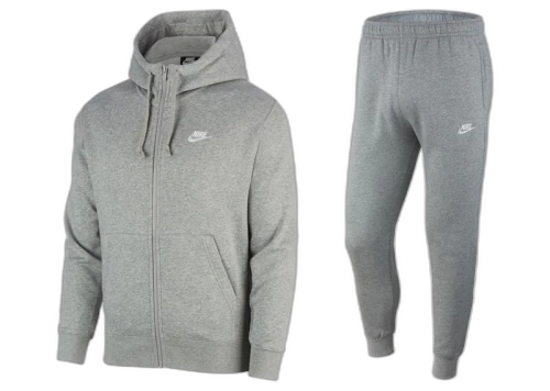 Nike Sportswear Club Fleece Full-Zip Hoodie & Joggers Set Dark Grey Heather/Matte Silver/White