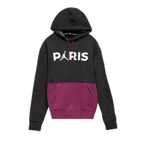 Jordan x Paris Saint-Germain Fleece Pullover Hoodie Black Bordeaux
