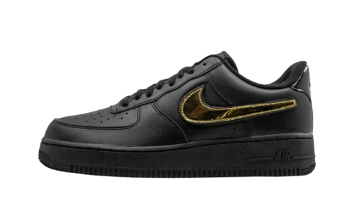 Nike Air Force 1 Black Metallic Gold Removable Swoosh Pack