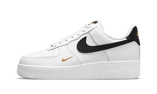Nike Air Force 1 Low '07 Essential White Black Gold Mini Swoosh (Women's)