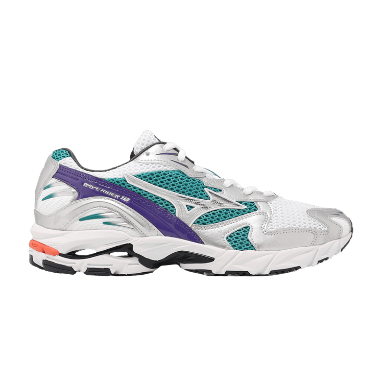 Mizuno Wave Rider 10 White Silver Teal Purple