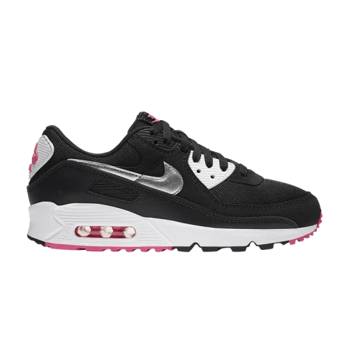Nike Air Max 90 Black Metallic Silver Pink Blast (Women's)