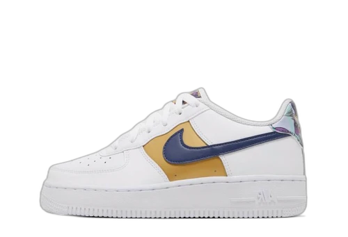 Nike Air Force 1 Low '07 LV8 White Blue Void Metallic Gold (GS)