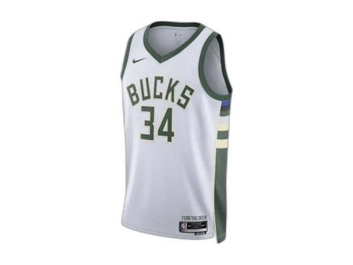 Nike NBA Milwaukee Bucks Giannis Antetokounmpo Association Edition Swingman Dri-Fit Jersey White/Green/Cream