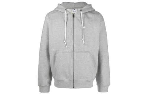 Nike Solo Swoosh Full Zip Hoodie Dark Grey Heather/White