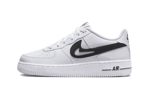 Nike Air Force 1 Low Cut Out Swoosh White Black (GS)