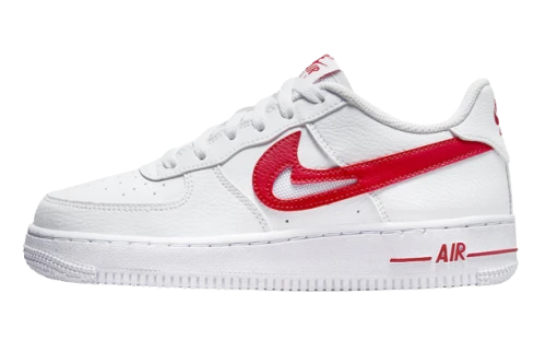 Nike Air Force 1 Low White Red Cut-Out Swoosh (GS)