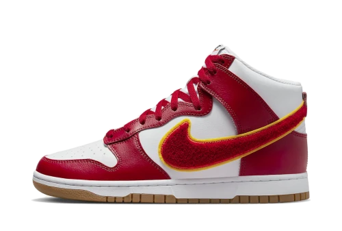Nike Dunk High Chenille Swoosh White Gym Red