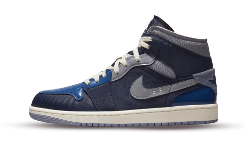 Jordan 1 Mid SE Craft Obsidian French Blue Ashen Slate White