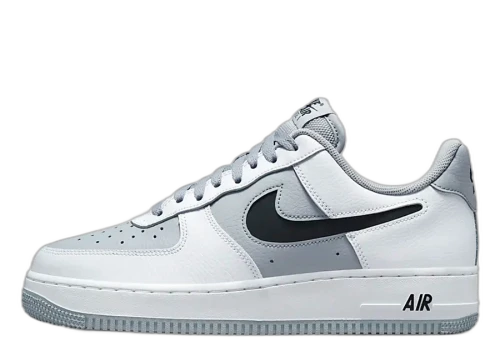 Nike Air Force 1 Low Cut-Out White Grey Black Swoosh