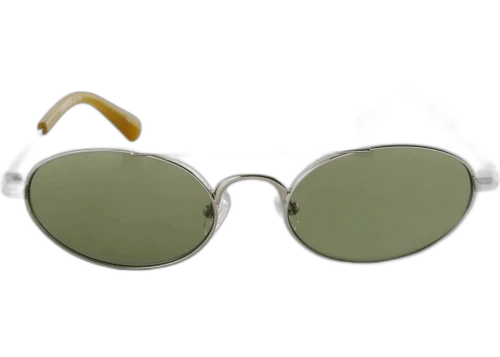 Dries Van Noten x Linda Farrow Oval Lenses Sunglasses Silver/Ocra/Green
