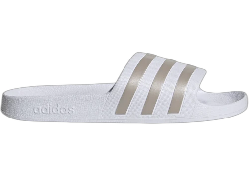 adidas Adilette Aqua Slides Cloud White Platinum Metallic