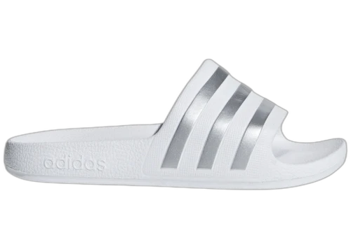 adidas Adilette Aqua Slides Cloud White Silver Metallic (GS)