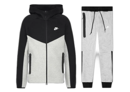 Nike Sportswear Tech Fleece Windrunner Full Zip Hoodie & Joggers Set Dark Grey Heather/Black/White