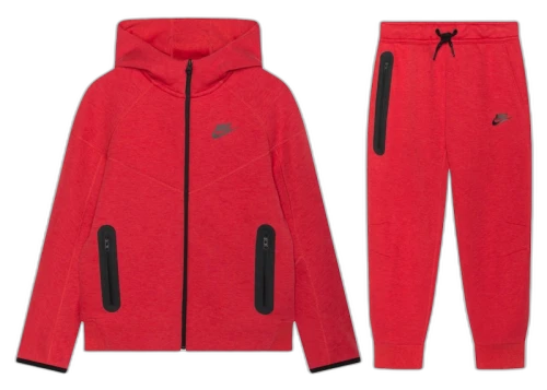 Nike Sportswear Tech Fleece Full-Zip Hoodie & Joggers Set Light University Red Heather/Black/Black
