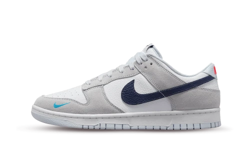 Nike Dunk Low White Grey Navy Aqua Mini Swoosh